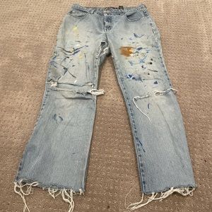 low rise painted jeans